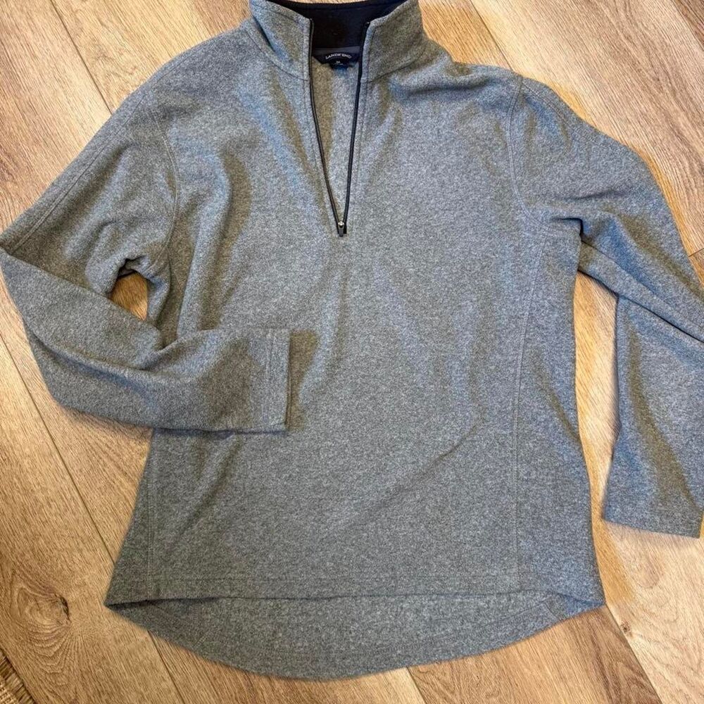 Lands-end Women's Grey QuarterZip fleece